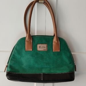 Marc Fisher Emerald and Tan Shoulder Bag